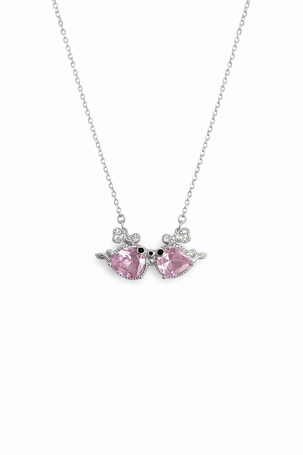 collier oiseaux d'amour rose