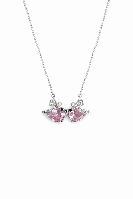 collier oiseaux d'amour rose