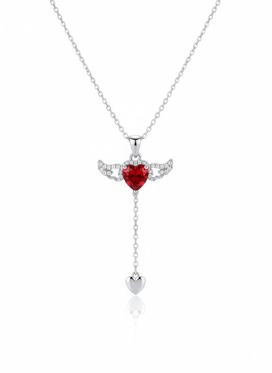 Collier Cœur Ailé rouge
